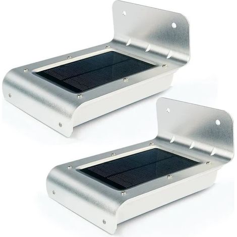 2x 16 LED Lampe Solaire Lumière Extérieur Mur Jardin Détecteur de Mouvement Capteur (1/4)