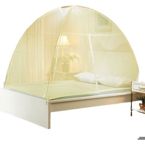Pop-up-Moskitonetz für Bett und Garten, gelb, mit Reißverschluss, 120 x 200 cm (1/5)
