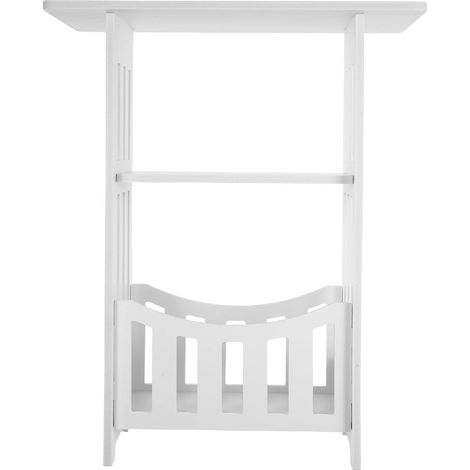 Table de Chevet Blanche Facile à Déplacer et en Composites PVC-Bois pour Salon et Chambre à Coucher Compacte (1/5)