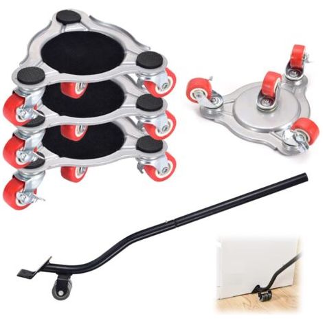 5 pièces Roulettes pour Meubles Charge Lourde, Lève-Meubles, Roulettes Pivotantes avec Frein à Pied, Rotatif à 360 Degrés, Charge de 400 kg, pour DéPlacer des Canapé, Commodes (1/5)