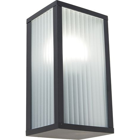 Smart Outdoor Wall Light Black with Ribbed Glass Incl. Wifi A60 - Charlois (1/5)