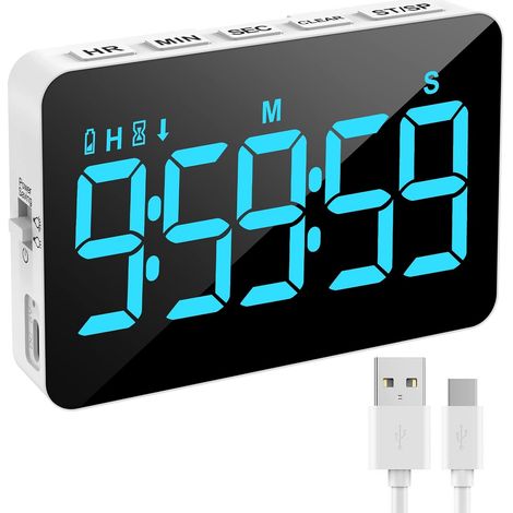 Minuteur Cuisine Rechargeable Aimanté LED Luminosité Volume Réglables (1/5)