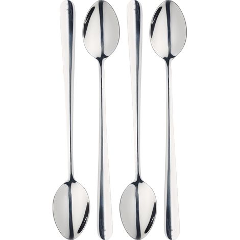 MasterClass Cucharas Latte para Lattes, Helados, Batidos, Acero inoxidable, 12 cm, Juego de 4, Plata