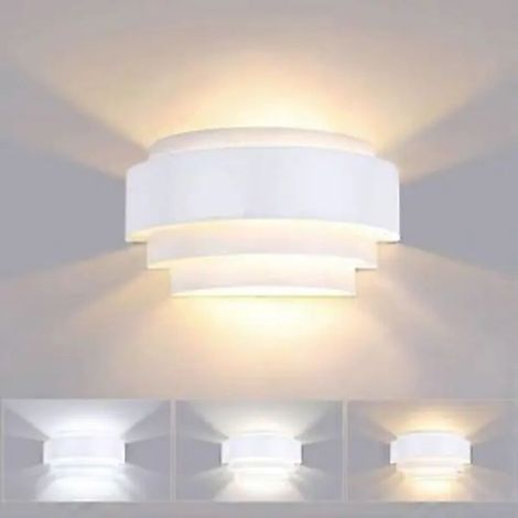Applique murale LED 12 W d'intérieur, 3 températures de couleur, style moderne, en métal, pour chambre, escalier, magasin, salon, bureau, véranda, blanc