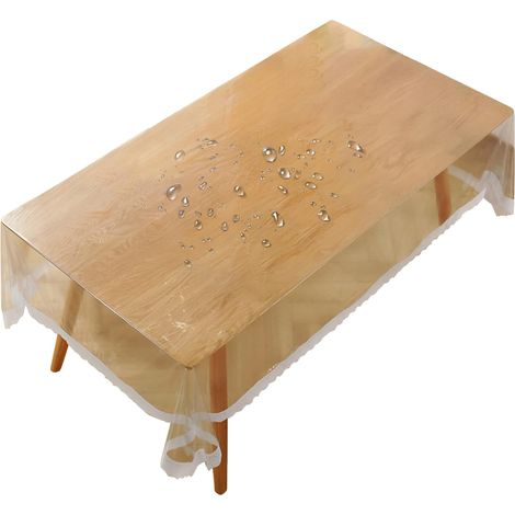 Nappe Protection PVC Transparente Imperméable Prévention-fuites Vinyle Couverture de Table 150 x 230 cm,Blanc (1/4)