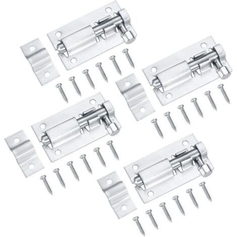 Ensemble de 4 verrous de porte, en acier inoxydable robuste de 2 pouces, verrous de sécurité de porte solides avec vis, adaptés aux portes de cabanon, aux portes extérieures, aux salles de bains (50 m