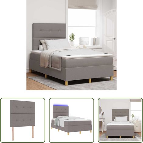 vidaXL Lits LED - Lit à ressort LED avec matelas Taupe 120 x 200 cm tissu (1/5)