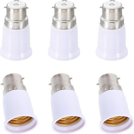 6 Pièces Adaptateur B22 à E27, Convertisseur Douille Baïonnette B22 to E27, Compatible avec Ampoules LED, Incandescentes, Adaptateur Culot Douille, Halogènes et CFL,Pour Éclairage Domestique et Bureau (1/5)