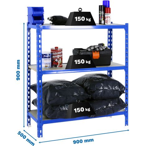 Metallregale KIT MADERCLICK 3/500 900 BLAU/HOLZ