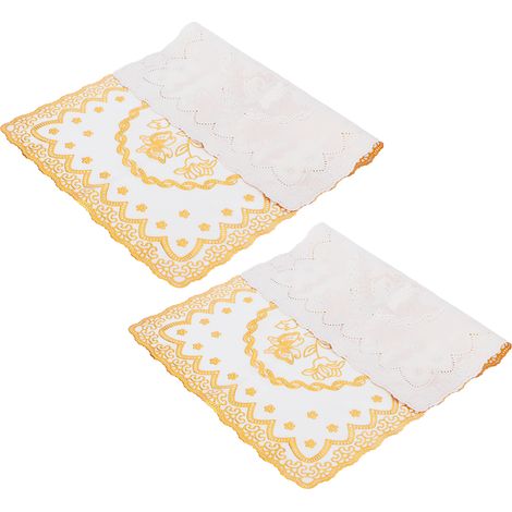 2 Pièces Sous-verres PVC 30x45 cm Dorés - Protection de Table Déco Cuisine Mariage Élégante