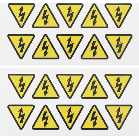 20pcs Autocollant de Signe de Sécurité d'avertissement de Danger Électrique Autocollants Triangulaires de Danger électrique Autocollant en Vinyle Auto-adhésif en PVC (1/5)