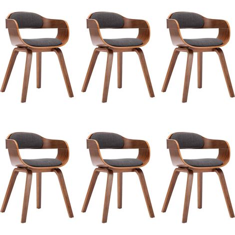 Maison Exclusive - Sedie da Pranzo 6 pz Grigio Scuro in Tessuto e Legno Curvato (1/5)