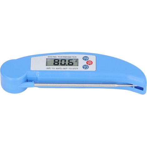 Schnelles digitales Lebensmittelthermometer mit faltbarer Sonde zum Kochen und Messen der Fleischtemperatur (blau). (1/5)