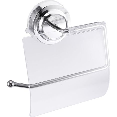 Support rouleau WC, inox, argenté, à ventouse, pour toilettes (1/5)
