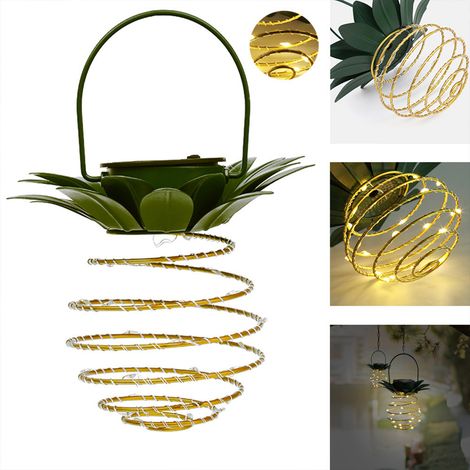 Lampes solaires lanternes en fer, guirlande lumineuse LED en fil de cuivre étanche pour décoration extérieure de jardin. (1/5)