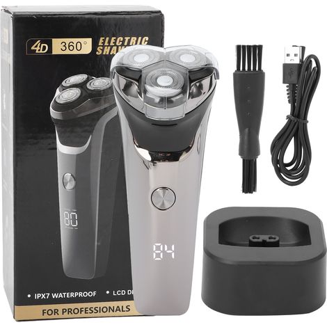 Rasoir électrique rechargeable USB 5W, coupe flottante étanche, tondeuse barbe homme, chargeur inclus (1/5)