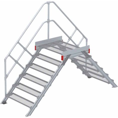 Euroline 512 Überstieg 45° 1000mm Stufenbreite 2x6 Stufen Stahl Gitterrost