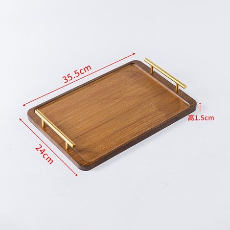 Bambustablett mit goldenen Griffen großes Holztablett geeignet für das Frühstück im Bett auf dem Couchtisch beim Abendessen und an der Bar für im 5 cm (1/2)