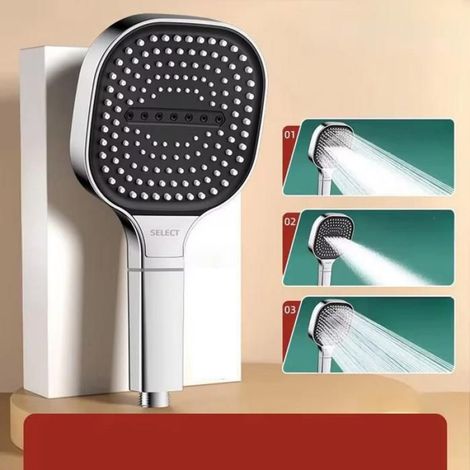 Pommeau De Douche - 3 Modes De Jet - Haute Pression - Économie D'eau Jusqu'à 40% - Chrome Poli - Pour Salle De Bain - 1 Pièce (1/4)