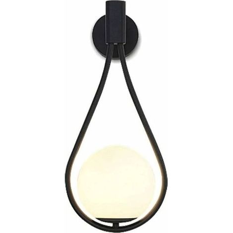 Applique murale LED moderne pour l'intérieur, design industriel, ronde, verre sphérique, métal, E27, noir, convient pour salon, salle à manger