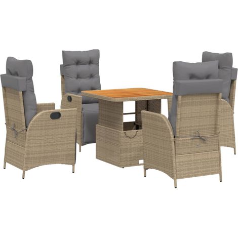 Maison Exclusive - Ensemble à manger de jardin avec coussins 5pcs Beige poly rotin