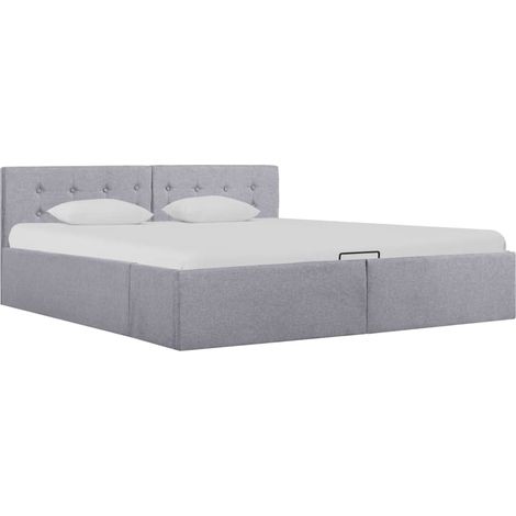 vidaXL Giroletto con Contenitore Grigio Chiaro in Tessuto 160x200 cm (1/5)