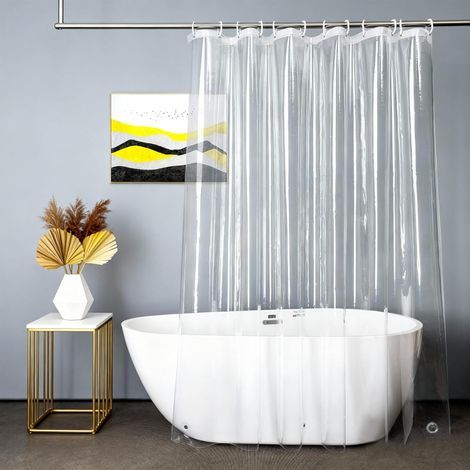 Cortina de ducha, transparente, impermeable, antimoho, PEVA, 180x180cm, Baño (1/5)