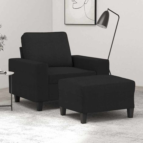 vidaXL Fauteuil avec repose-pied Noir 60 cm Tissu (1/5)