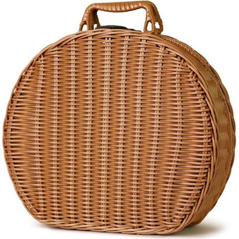 Aufbewahrungskorb aus Rattan im Vintage-Stil mit Griff, rundes Design, Maße 17 x 11 x 20 cm, braun (1/5)
