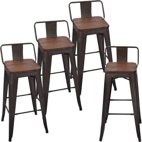 WYCTIN®Trona con tabla de asiento, silla de barra de hierro, estilo retro, sala, comedor, silla de bar, respaldo extraíble, 84 x 42 x 42 cm (1/5)