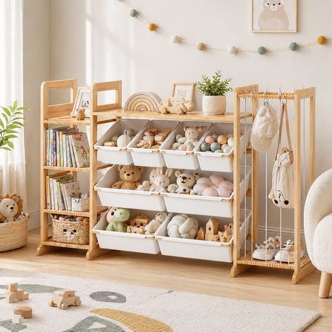 WUMAGIN -Étagère à jouets et livres pour enfants - 133x80x34.5 cm - Plusieurs compartiments - Design moderne européen - Idéal pour les salons, les bureaux et les salles de jeux - C