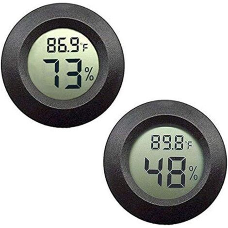 BUNTHAUS Mini Hygromètre Thermomètre Moniteur LCD Numérique Jauge d'Humidité Intérieure Extérieure pour Humidificateurs Déshumidificateurs Serre Sous-Sol Salle de Bébé Fahrenheit ou Celsius,Black-2pcs (1/4)