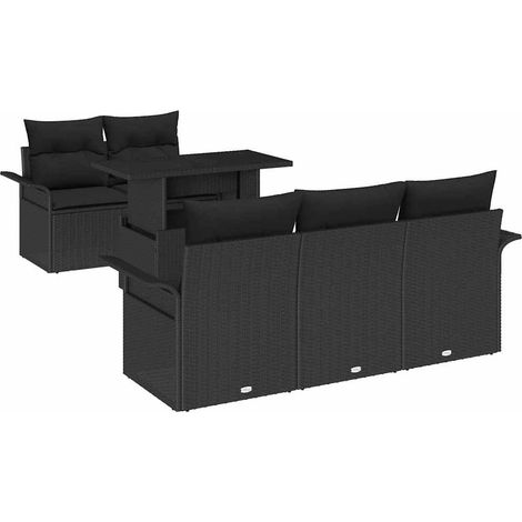Maison Exclusive - Set Divano da Giardino 6 pcs Nero Rattan in Polipropilene (1/5)