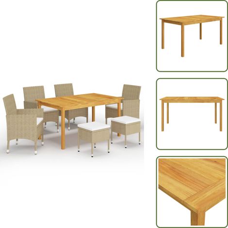 Sgabelli da giardino - vidaXL Set Mobili da Pranzo per Giardino 7 pz Beige - Cuscini per sedie
