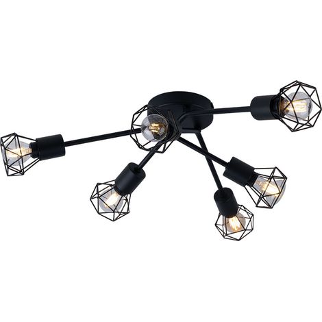 RETRO Decken Lampe schwarz Wohn Zimmer Beleuchtung Käfig Spot Strahler Leuchte Globo 54802S-6