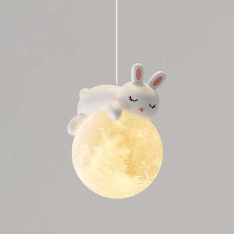 Suspension lumineuse pour enfants en forme de lune (lapin/ours polaire), ampoule G9, pour chambre de bébé/nurserie (1/5)