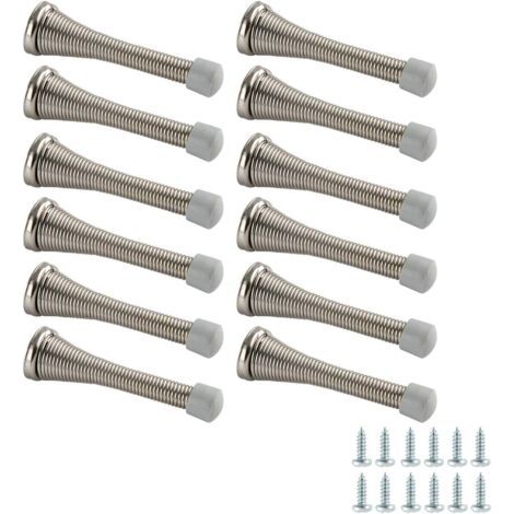 QORVA-Lot de 12 butées de porte à ressort - Nickel brossé