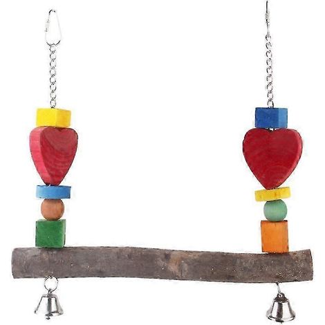 Vogelschaukel aus Holz, Vogelspielzeug mit Glöckchen für Käfige, geeignet für Eichhörnchen und Papageien