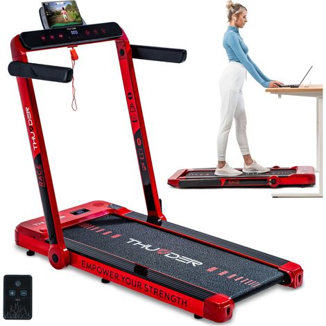 THUNDER RACE-RED Laufband Klappbar Walking Pad 14 km/h Bluetooth App Steuerung LED Display 130 kg (1/5)