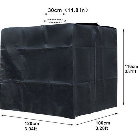 GROOFOO Bâche Couverture Réservoir IBC, Bâche De Protection en Tissu Oxford 210D pour Conteneur IBC 1000L, Housse De Protection IBC Étanche, Couvercle De Réservoir d'eau, 120X100X116cm (Noir) (1/4)