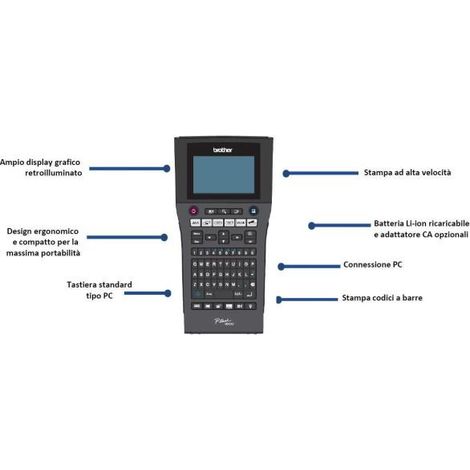 Brother PT H500 Stampante per Etichette CD 180x180 DPI 30 mm s Cablato TZe QWERTY Nero (1/5)