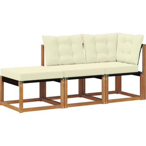 Outdoot Sectional Sofa Units 3 Piece Natural and Cream vidaXL