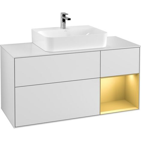 V&B Waschtischunterschrank Finion 120cm, Pl wh. m, Reg re gol m, wh. m Lac (1/2)
