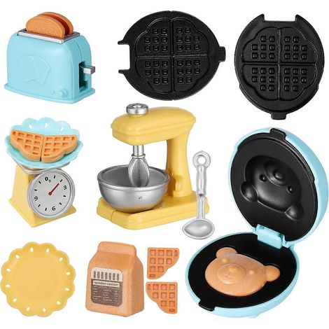 1 ensemble de jouets de cuisine pour maison de poupée : grille-pain miniature, machine à pain, décoration miniature pour maison de poupée (1/5)