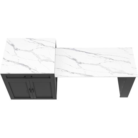 Isla de cocina extensible con almacenamiento 204 x 70 x 93,5 cm MDF negro (1/5)