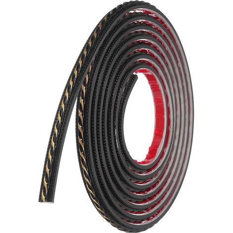 Moulure autocollante 9,8 pi x 0,47" pour murs, moulure pour miroir flexible, bande auto-adhésive pour panneaux muraux, bordure de papier peint pour plinthe murale ou sol, Noir/Doré (1/5)