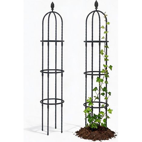 Obélisque de jardin en acier 174 cm pour plantes grimpantes negro (1/5)
