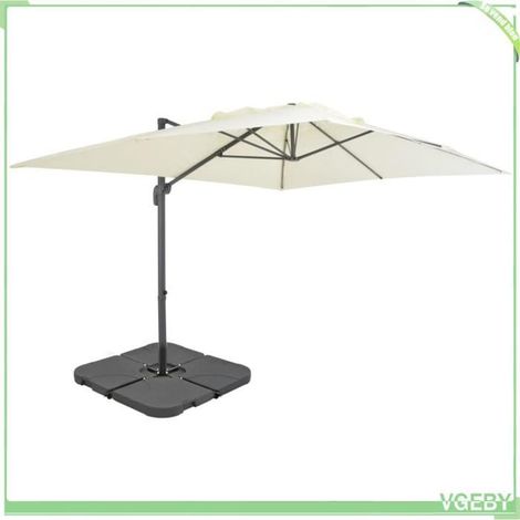 Parasol de jardin - Modèle 276344 - Beige (sable) - 4 x 3 m - Mât aluminium pliant - Base portable 4x15L (1/5)