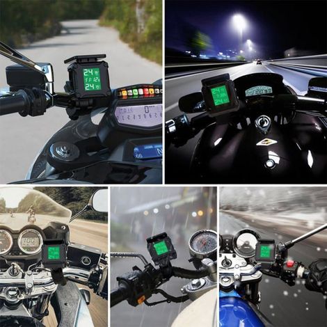 Moniteur pression pneus moto TPMS - Système surveillance sécurité auto écran LCD 2 capteurs externes Aucuneary (1/5)