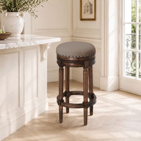 Tabouret de Bar Moderne – Chaise de Bar pour Cuisine et Îlot Central, Structure Stable, Charge 120 kg, Montage Facile- Marron (1/2)